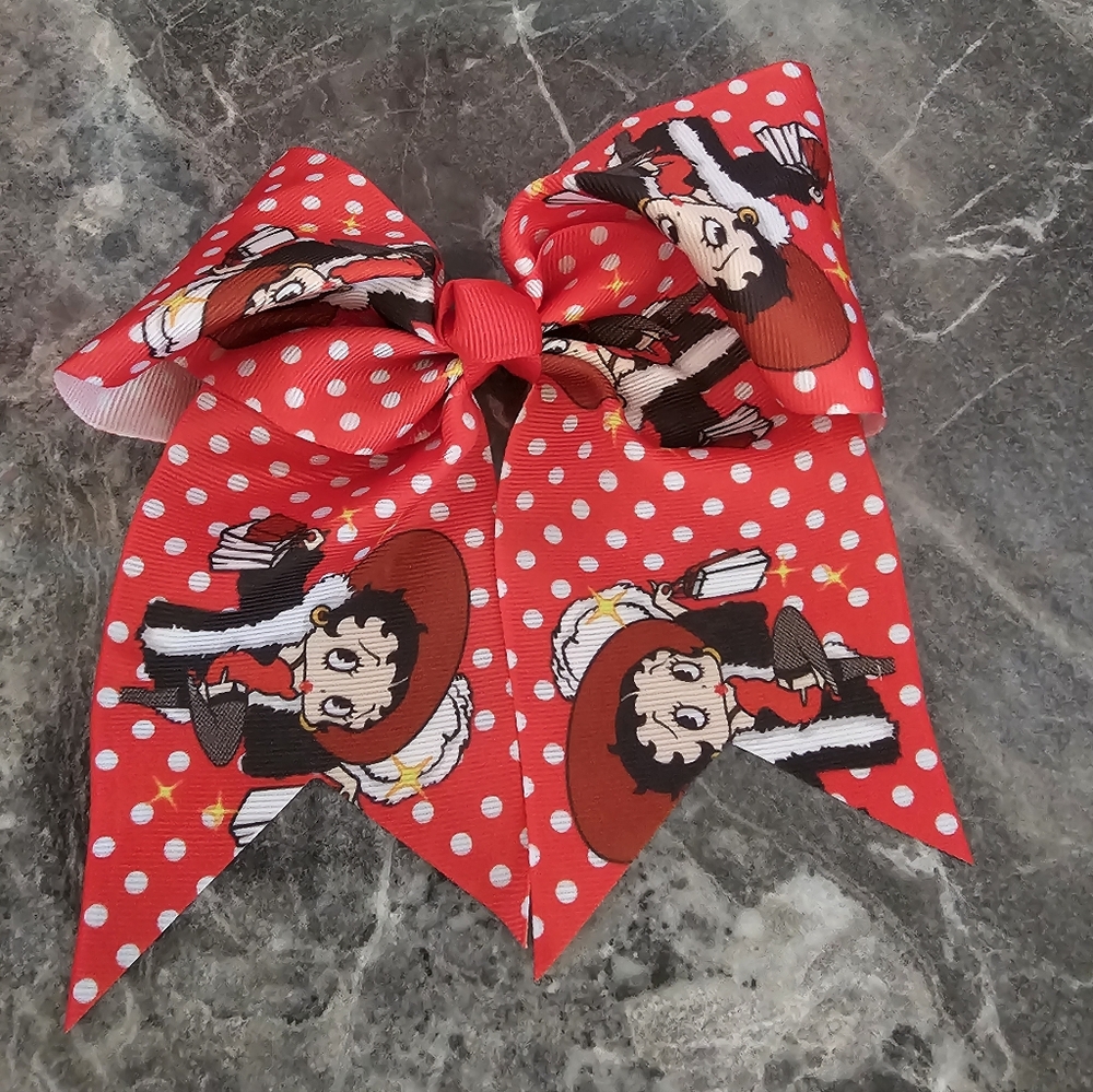 Betty Boop Red Polka Dot Jumbo Hair Bow Alligator Clip NWOT
